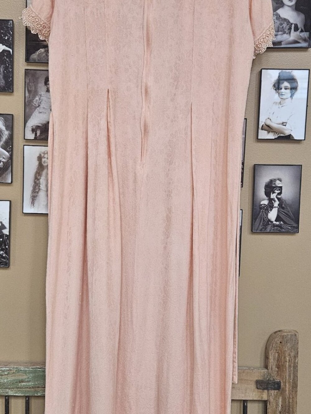 Vintage 90s Sarah Elizabeth Blush Pink Floral Lace Prairie Maxi Dress M/L - Picture 2 of 11